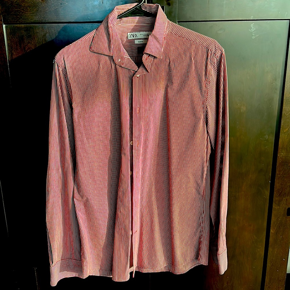 Zara - Red Pinstripe Button Up